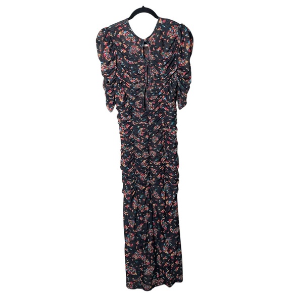 Free People Briella Twilight Combo Multi Color Ruched Slit Midi Dress Medium - Picture 6 of 16